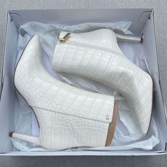 Michael Kors Ivory Croc-Embossed Booties - Picture 7 of 10
